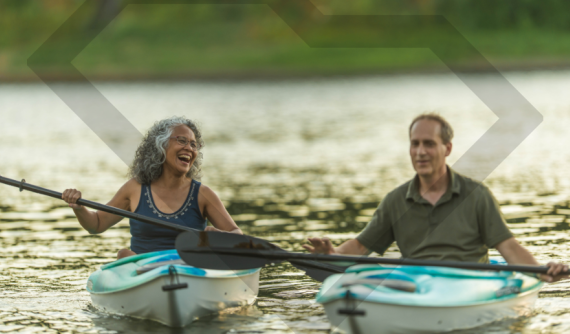 Two adults in kayaks