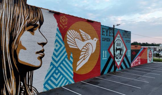 Shepard Fairey Mural as featured in SC On Display: Murals of Rock Hill
